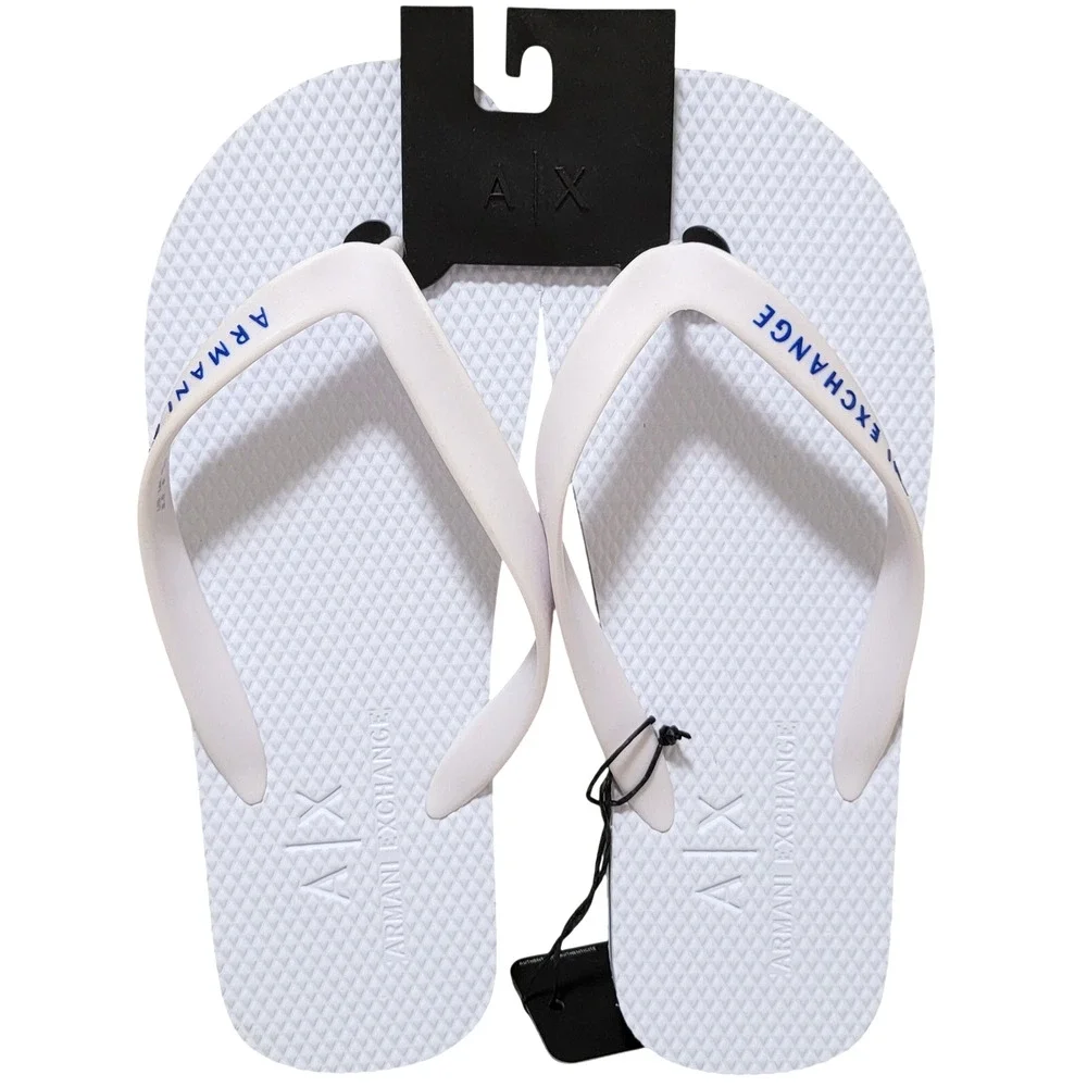 Armani Exchange Men Logo Colorblock Flip Flop Sandals Size US 8 White Blue
